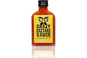 CRAZY BASTARD SAUCE Crazy Bastard® Salsa de chile – Habanero & Tomatillo – Afilada y afrutada galardonada salsa de chile perfectamente equilibrada en sabor y picante que se adapta a cualquier plato (1 botella de 100 ml)