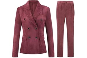 YFFUSHI Hosenanzüge für Damen Cord Slim Elegant Taillierter Business Blazer Hose Outfit für Office Anzug Set