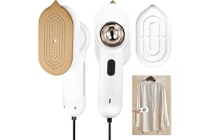 CHEFYUPER Mini Steam Iron, 1000W Portable Travel Iron, Handheld Steamer Iron for Clothes, 15-Second Fast Heat-Up Travel Steam Iron, 90° Rotatable Steamer Clothing, Support Dry and Wet(White)