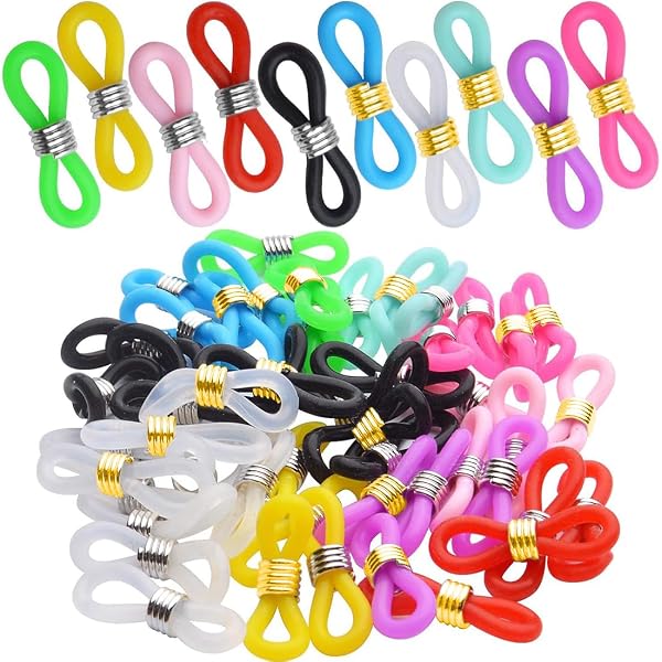 Estremità Silicone Regolabili Connettori Catena Occhiali LNQ - 100 Pezzi In Silicone