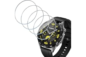 HidWee 4 Piezas Protector de Pantalla Compatible con HUAWEI Watch GT 4 46MM Cristal Templado, 9H Dureza [Anti-Burbujas] [Anti-arañazo] HD Vidrio Templado para HUAWEI Watch GT4 46MM [Transparente]