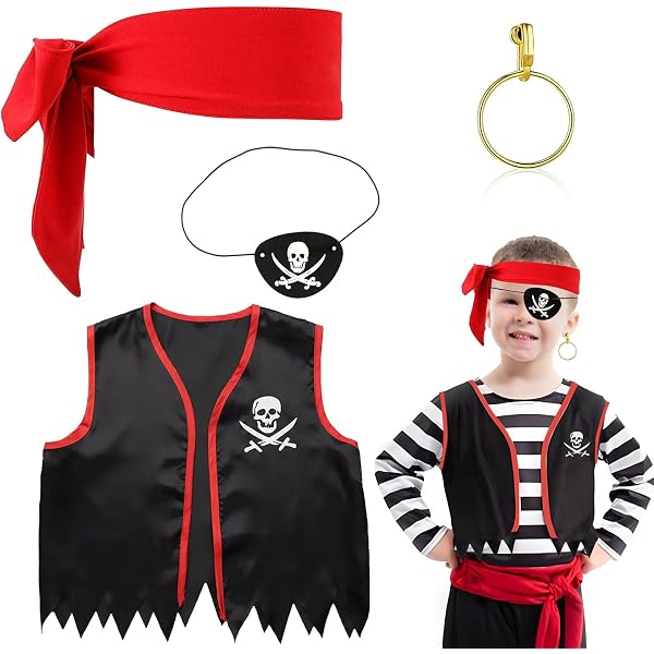 thumbnail: Piratenkostuum Volwassenen - Uniseks Met Riem, Bandana & Oogmasker