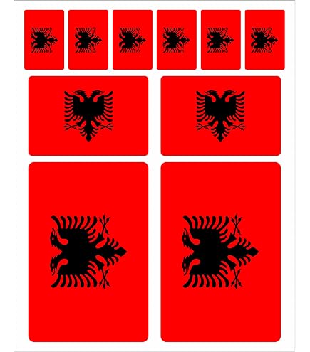 Adesivi Bandiera Albania Per Auto – 2 Pezzi In Vinile Opaco, Misura 10×10 Cm, Doppia Testa, Uso Esterno - 2