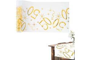LongHoneySong 50th Birthday Decoration Table Runner, Gold, 50th Birthday Men/Women Table Decoration, Golden Wedding, 28 cm x 10 m Table Runner, Golden Wedding Decoration (50)