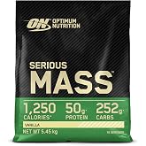 Optimum Nutrition Serious Mass Protein Powder, 12 lbs, 16 Services | Vanilla, Hypercaloric Weight Gainer with Vitamins, Creat
