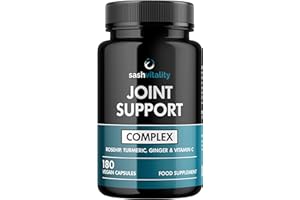 Joint Support Complex - 180 Capsules - High Strength with Glucosamine, Rosehip, Turmeric, Ginger and Vitamin C Supplements - Healthy Immune System - Supports Joint Health - UK Made by Sash Vitality