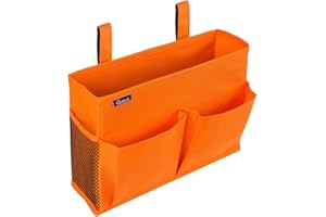 Surblue Caddy Hanging Organizer Bedside Storage Bag for Bunk and Hospital Beds, Orange, Small