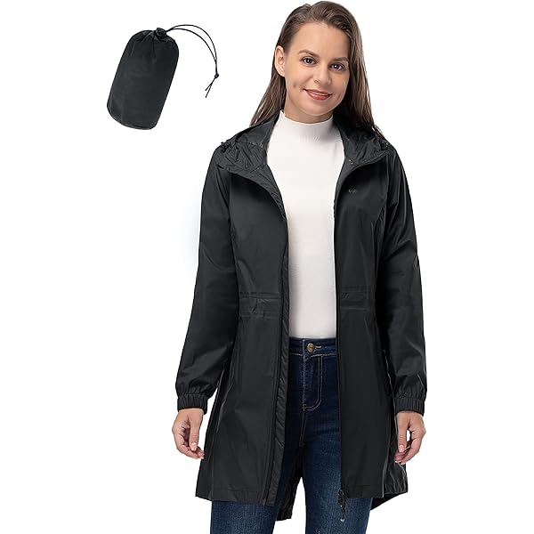 Regenjas voor dames, 33,000 ft (10058 m), waterdicht, outdoorjas, ademend, herfst, overgangsjas, lichte jas met capuchon, windbreaker voor wandelen, reizen, trekking, fietsen, lichtrood, 34