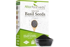 Attar Ayurveda Sabja Basil Seeds Rich in Protein, Fiber, Vitamins & Minerals Reduces Body Heat 100% Pure and Natural No Preservative Vegan Friendly Non-GMO 500gm