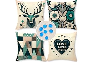 Cirzone Outdoor Kissen 4er Set Kissenbezug 45x45 Deko Wohnzimmer Leinen für Deko Wohnzimmer, Garten, Balkon