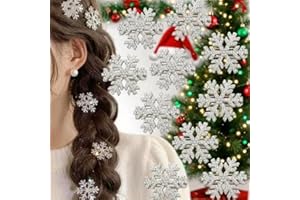 FGTOPBY Pinces à Cheveux de Noël, 10 Pièces Barrette Cheveux Flocon de Neige Accessoire Noel Pince avec Strass Argent pour Filles Femmes