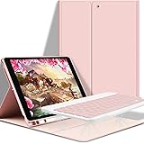 GOOJODOQ Tangentbordsfodral kompatibelt med iPad 9 Gen 2021/8 Gen 2020/7 Gen 2019, QWERTZ layout magnetisk avtagbar, för iPad