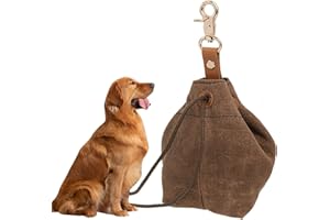 TMBMLPP Leckerlibeutel für Hunde, Futterbeutel Hunde, Schrumpftaschen mit Clip Schnalle, Hundebeutel Leckerli, Futtertasche, für Haustierspielzeug (Gehen -Braun)