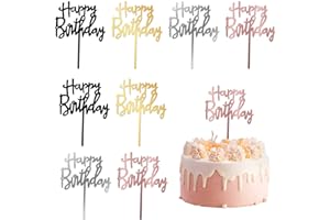 MXTIMWAN 8 Pièces Topper Happy Birthday, Acrylique Paillettes Cupcake Toppers, Topper Gateau, Cake Topper pour Décorer Le Gâteau d'anniversaire pour Enfants, Adultes, Mère