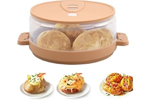 Nivofu Cuiseur de Pommes de Terre au Micro-Ondes, Cuiseur Vapeur À Micro-Ondes Avec Poignée, Cuisson Saine et Rapide, Lavable au Lave-Vaisselle, Sans BPA, 25,5 x 19 x 9,7 cm, Transparent