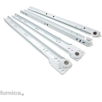 Metal Roller Bottom Fix Drawer Runners 250mm 600mm Brown 1 Pair