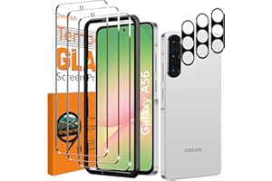QsmQam 3 Stück Panzer Schutz Glas für Samsung Galaxy A56 5G und 3 Stück Kameraschutz, 9H Härte Schutzfolie, HD Displayschutz Folie, Anti-Kratzer, Bläschenfrei