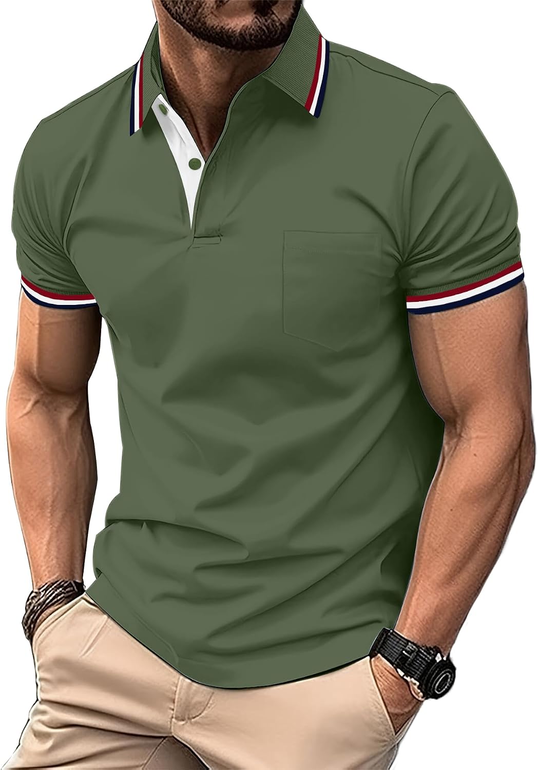 zitysport Polo Hombre Manga con Bolsillo en el Pecho Golf Polo Transpirable de Secado Rápido Poloshirt Deporte Hombre Slim Fit Tshirt Verano Camisa Hombre