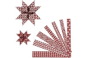 VIVI GADE DESIGN Paper Star Strips, B: 15+25 mm, T: 6,5+11,5 cm, weiß, rot, klassisch, 60 Stück