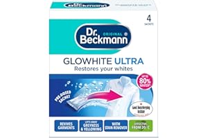 EPISHED Dr Beckmann Glowhite Ultra Fabric Whitener 4 x 40g Sachets | Whitening Powder for Whites | Brightens Dull Grey Laundry | Works with Detergent | Machine Wash Fabric Brightener | Keeps Whites White