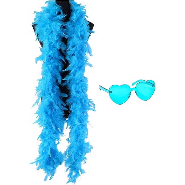 Boa Di Piume 2 Metri Donna - Sciarpa Piumata Per Feste, Carnevale, Halloween Con Occhiali A Cuore - Foto 2