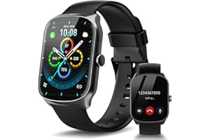 STECEI Montre Connectée Femme Homme avec Appel Bluetooth, 1.95"HD Ecran Incurvé Smartwatch Podometre/Sommeil/Cardiofrequencemetr, Montre Sport avec 110+ Modes Sportifs, Montre Intelligente Étanche IP68 Noir