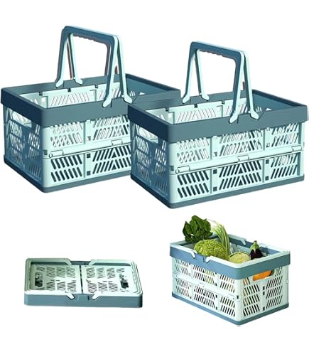 5 Cestini spesa in plastica con manico 33 litri per supermercato