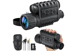 Dowesyeen Monoculaire Lunette Vision Nocturne Infrarouge avec Vision Nocturne 5X Zoom 1150 ft pour 100% obscurité, pour la Chasse de Jour et de Nuit,Le Camping, avec Carte 32GB