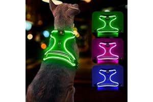 YFbrite Harnais lumineux pour chien – Harnais pour chien à DEL rechargeable par USB, lumières durables pour harnais, harnais réglable pour chiens de petite, moyenne et grande taille (version 2.0,