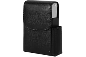 YCTZE Papierośnica na 100 S, Papierośnica PU Skóra Tytoń Dymny Etui na Zapalniczkę Schowek Pojemnik Czarny, Papierośnica na 100 S(Czarny)