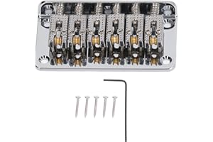 MISKALL 6-saitige Nicht-Tremlo-Gitarre Fixed Saddle Top Load Hardtail Bridge, Chrom(Silber-)