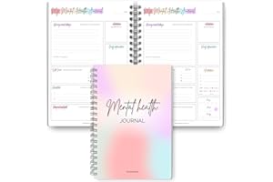 TEMPLATABLES Mental Health Journal | Daily Gratitude, Self Care, Intentions, Affirmations and Nutrition - A5 Pastel Rainbow