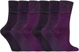 ZRWASKA® Diabetic Socks For Women Wide Honey Comb top soft cuff Ankle Oedema friendly Non-Elastic Grip for Swollen feet Leg Non-Binding Circulatory Neuropathy Socks 4-8 (Pack 6)