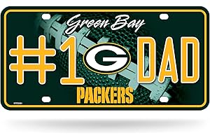 Rico Industries NFL Green Bay Packers #1 DAD Metal Tag (#1 Fan) #1 Fan Metal Auto Tag 8.5" x 11" - Great for Truck/Car/SUV