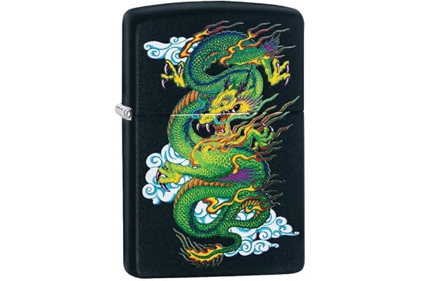 Zippo Briquet de Poche Black Matte Dragon Vert Mat Noir 1 unité (Lot de 1)