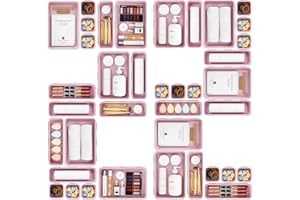 A-LuGei ‎22 pièces Lilas Organisateur Tiroir Rangement et Organisation de Cuisine, Boite Rangement Plastique Maquillage, Rangement Bureau Organisateur, Caisse a Outil Multifonction Coffre Rangement