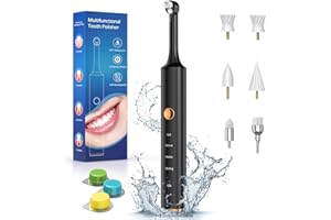 BEEDOVE Zahnreinigung Bleaching Zahnaufhellungsset, Zahnpolierer mit 4 Modi für Zahnreinigung & Zähne Aufhellen, zum Polieren nach der Zahnreinigung, Zahnaufhellung Set mit 6 Köpfen (Schwarz)