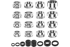 TEL CHARME * 16 Stück Wasserhahn Adapter Set Wasserhahnadapter mit Dichtungen Messing Gewindeadapter für für Wasserfilter, Wasserhahn Belüfter Anschluss Außengewinde Doppelgewinde, Adapter für Gartenschlauch Spülb