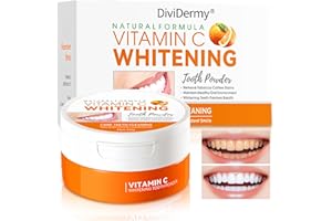 DIVIDERMY Polvere Sbiancante Denti, Sbiancamento Denti Professionale, Polvere Sbiancante per Denti, Rmuovi Tartaro Denti, Sbiancare e Pulizia Dei Denti e Alito Fresco,60g(Arancione)