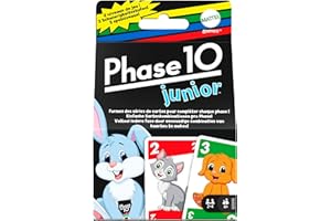 Mattel Games Phase 10 Junior - Rommé-artiges Spiel mit Mehreren Spielebenen, 56 Karten mit Tierbildern, für 2 bis 4 Spieler, für Kinder ab 4 Jahren, GXX06