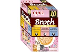 Ciao Broth by INABA Wet Cat Food - Chicken Variety Pack (400g total) / Delicious & Healthy Snack, Food Topper, Side Dish, Complement, Natural, Grain Free, Wet Cat Food