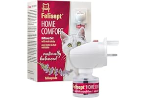 Felisept Home Comfort Cat Calming Plug-In Diffuser (Typ G - British 3-Pin) and Refill 45ml Starter Set - With natural catnip (no pheromone cat) - Cat plug in calmer - Reduce undesirable behaviour