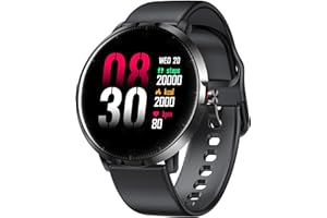 Emporia Watch Basic Smartwatch, Uhr mit Schlafüberwachung, Herzfrequenzmessung, Blutsauerstoffmessung & Blutdruckmessung, Inkl. Schrittzähler, Wettervorhersage Funktion, Für Damen & Herren, Schwarz