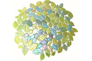 BTMIEY 500 g zufällige schillernde Blätter Keramik-Mosaikfliesen kreative 3 Größen Keramik-Mosaikstücke für Bastelarbeiten Blumentöpfe Vasen Tassen Gartendekoration Mosaikherstellung hellgrün