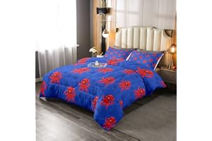 LOUSSIESD Set di biancheria da letto con polipo Ocean Kraken Set di biancheria da letto a forma di polpo Tentacoli Piumino Microfibra Mare Blu Marino Rosso Piumone/Trapunta Singola Dimensione
