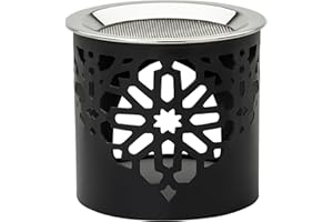 ‎MAMEMI RÄUCHERSTÖVCHEN SCHWARZ AUS Eisen Ø 7 cm HÖHE 6 cm – Kompakt & handgefertigt – MIT Edelstahl-SIEB – Räuchergefäß für WEIHRAUCH KRÄUTER & HARZE – Für TEELICHT – MaMeMi