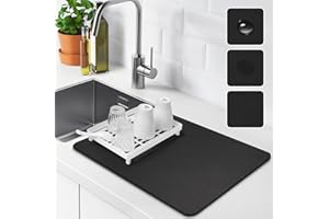 SOLIC Draining Mat, Kitchen Super Absorbent Draining Mat, Super Absorbent Kitchen Counter Mat, Coffee Machine Mat, Anti Slip Drainer Mat for Kitchen Counter