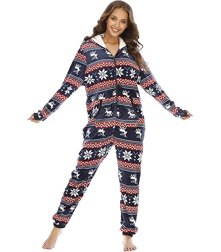 Lustiger Onesie-Pyjama Für Damen – Kuscheliger Fleece-Overall Mit Kapuze & Reißverschluss