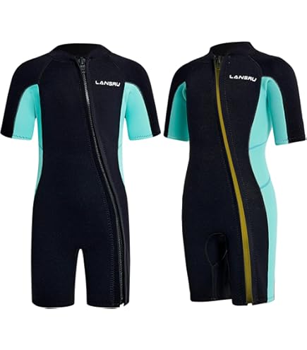 Lansru Neopreenpak voor kinderen, 3 mm, UPF50 neopreen, lange bescherming tegen zonnebrand, comfortabele ritssluiting aan de voorkant, perfect voor zwemcursussen Lansru Neopreenpak voor kinderen, 3 mm, UPF50 neopreen, lange bescherming tegen zonnebrand, comfortabele ritssluiting aan de voorkant, perfect voor zwemcursussen
