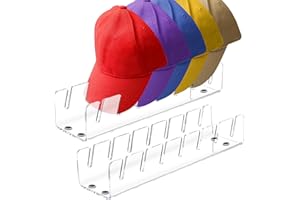 GUOSIYAO Organisateur De Casquette 2Pcs Support Casquette Peut Contenir 14 Chapeaux En Acrylique Porte Casquette Aucune Installation Support Chapeau Pour Chambre à Coucher Commodes (transparent)